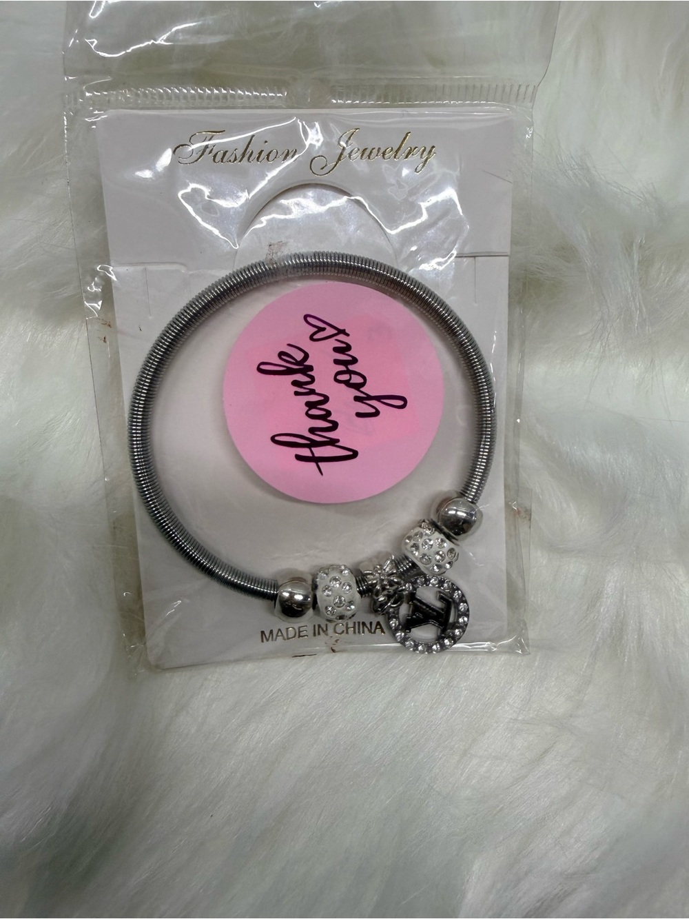 Fashion Jewelry ( LV )Silver Toned Charm Bracelet -